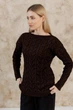 Вязаный женский джемпер Асоль ART KNIT шоколад с люрексом, S-M 043575 - изображение 3
