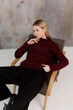 Вязаный женский джемпер Асоль ART KNIT бордовый с люрексом, L-XL 043567 - изображение 7