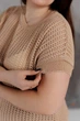 Женская вязаная футболка сетка ART KNIT бежевая, L-XL 043748 - изображение 5