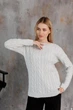 Вязаный женский джемпер Асоль ART KNIT белый с люрексом, S-M 043573 - изображение 10