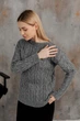 Вязаный женский джемпер Асоль ART KNIT серый с люрексом, S-M 043571 - изображение 9