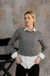 Кроп-джемпер Асоль ART KNIT серый с люрексом , S-M 043578 - изображение 8