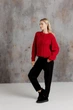 Женский вязаный джемпер с косами Фиона ART KNIT красный, One Size 043015 - изображение 3