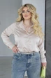 Женская шелковая рубашка классическая Fashion 54/56 бежевый - изображение 2