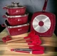 Набор кастрюль Higher Kitchen HK-317 гранитное покрытие Красный - изображение 4