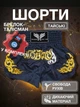 Комплект тайские шорты и брелок-талисман гиря для кикбоксинга мма муай тай тайского бокса смешанных единоборств мужские женские детские спортивные в зал с разрезами боксерские тренировочные сатиновые широкий пояс Univerza Черные 4_3_XS_1B - изображение 1