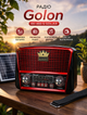 Переносной радиоприемник Golon RX-455-S Solar с солнечной панелью Красный 0876 - изображение 1