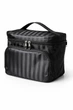 Косметичка дорожня Travel Bag Stripe ⬩ б’юті-кейс жіночий з дзеркалом ⬩ чорна в смужку - зображення 1