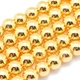 Бусины Синтетический Гематит, Немагнитный, Класс ААА, Круглые, Светлое Золото, 4мм, 100шт/38см/нить, 3 нити - изображение 2