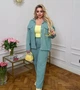 Костюм-двойка женский из микровельвета с рубашкой на пуговицах и прямыми брюками весенний G&M k-128771 54-56 Размер цвет мята - изображение 2