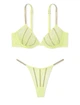 Комплект Victoria's Secret Very Sexy Sheer Shine Unlined Low-Cut Demi Bra та Thong Panty виконаний у яскравому кольорі Citron Glow ,зі стразами, Лимонний жовтий 34C-S - зображення 1