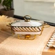 Мармітниця порцелянова Tiffany 1 л зі скляною кришкою на металевій підставці з підігрівом 28*23*7 см - изображение 2