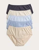 Набір бавовняних трусиків Marks&Spencer міді High rise shorts 18(46) 5 шт blue mix 0233 - зображення 1