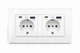 Подвійна розетка європейського стандарту тип 146х86 з USB та Type-C, скляна панель, біла - зображення 1