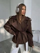 Тренч пальто 629р4956 шоколад one size - изображение 2