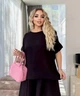 Костюм-двойка женский льняной с блузой и широкими брюками летний G&M k-128821 54-56 Размер цвет черный - изображение 2