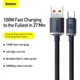 Кабель Baseus Crystal Shine Series Fast Charging Data Cable USB to Type-C 100W 2m Black - зображення 6