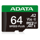 Карта пам'яті microSDXC (UHS-1 U3) A-DATA SPEED PLUS 64Gb Class 10 V30 A2 (R-160Mb/s W140Mb/s) (adapter SD) - изображение 3