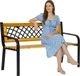 Drewniana ławka ogrodowa z ażurowym oparciem ModernHome by Multistore 118 x 52 cm (WYI-XG2090) - obraz 7