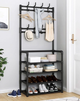 Железная вешалка для одежды подставка для обуви, 2 в одном, 4 полки "Multi-functional shoe and hat rack" белая - изображение 1