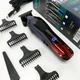 Акумуляторна машинка для стрижки VGR V-998 професійна, тример для волосся з LED дисплеєм, 4 насадки, 1200 мА·год, 180 хв роботи, машинка для стрижки волосся бездротова з титановими лезами червона - изображение 3