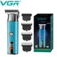 Тример VGR V-943 BLUE акумуляторний, машинка для стрижки бороди і вусів, 3 насадки, LED дисплей, Li-Ion 2000 мАг, до 150 хв роботи, керамічні леза, роторний двигун, чоловічий тример блакитний для дому та барбера - изображение 1