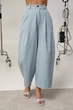 Укороченные котоновые брюки со складками Lurex Голубой M (250200) - изображение 1