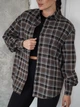 Женская рубашка хлопковая оверсайз в клетку из фланели Teamv Flanel Коричневая XS - изображение 7