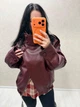 Куртка женская из экокожи бургунди 42-50 р5041.М544.01 - изображение 10