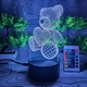 3D-ночник, лампа, светильник мишка, с пультом, 16 цветов, LED, RGB - изображение 3