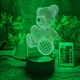 3D-ночник, лампа, светильник мишка, с пультом, 16 цветов, LED, RGB - изображение 6