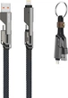Kabel 4smarts USB-C Cable ComboCord Flat 240W, 1.5 m and Keyring Cable Graphite (4252011911363) - obraz 1