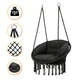 Подвесное плетеное кресло-качалка с подушкой LEOBRO Boho Deluxe XL 80 см Black (LB-1111) нагрузкой до 150 кг, черное - изображение 1