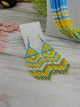 Сережки з бісеру жовто-блакитні 2,5х6,5 см - изображение 1