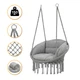 Подвесное плетеное кресло-качалка с подушкой 80 см LEOBRO Boho Deluxe XL Grey (LB-1113) нагрузкой до 150 кг, серое - изображение 1