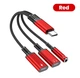 Переходник 60W 3в1 для Samsung S25,S25+,S25Ultra\ Type-c - AUX 3.5, Type-c ( зарядка),AUX Type-c\Черно-красный - изображение 2