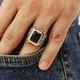 Серебряная печатка 20 с синим цирконием, золотом и орнаментом, массивная (557) - изображение 5