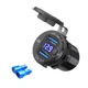 USB розетка в авто врезная на 2 ЮСБ гнезда с вольтметром 12 вольт - 24В, QC 3.0 (быстрая зарядка) Синяя - изображение 1