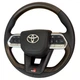 Руль для Toyota Land Cruiser 200, Prado 150. GR. В стиле LC300. GR. Без подогрева. Коричневое дерево. Кнопки и логотип - хром. - изображение 1