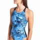 Купальник закрытый для женщин Arena Blue Flowers Swimsuit V Back (UPF 50+) Черно-голубой 44 (009027-850-44) - изображение 1
