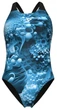 Купальник закрытый для женщин Arena Blue Flowers Swimsuit V Back (UPF 50+) Черно-голубой 44 (009027-850-44) - изображение 2