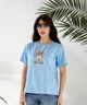 Футболка женская хлопковая свободного кроя с принтом весенняя G&M k-128384 42-46 Размер цвет Голубой - изображение 3