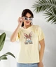 Футболка женская из кулира с принтом свободного кроя весенняя G&M k-128387 42-46 Размер цвет желтый - изображение 3