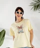 Футболка женская из кулира с принтом свободного кроя весенняя G&M k-128387 42-46 Размер цвет желтый - изображение 4