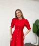 Платье-трапеция женское из костюмной ткани миди классическое с короткими рукавами весеннее G&M k-128434 44 Размер цвет красный - изображение 2