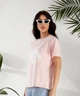 Футболка женская из кулира с принтом и свободным кроем весенняя G&M k-128378 42-46 Размер цвет пудра - изображение 3