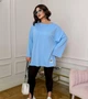 Лонгслив женский из двунитки оверсайз однотонный весенний G&M k-128563 56-58 Размер цвет голубой - изображение 2