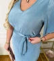 Платье женское из плиссе с поясом миди приталенное весеннее G&M k-128579 52-54 Размер цвет голубой - изображение 3