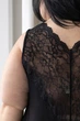 Длинный комплект с кружевом батал Кч1230н Чорный, 5XL - изображение 2