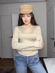 Жіночий лонгслів з вирізом Uaclothes 42-44 Бежевий (like37521-179531349) - зображення 2